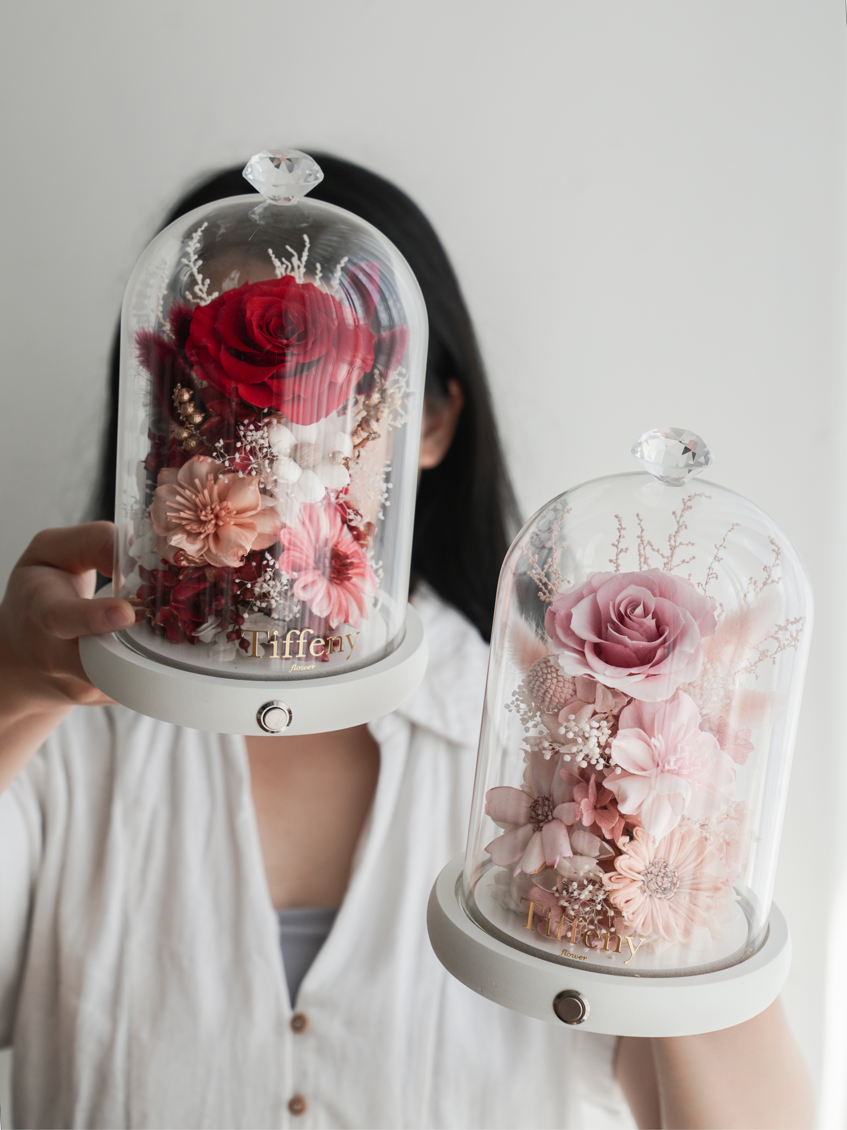 金鑽馬卡龍 永生花玻璃罩