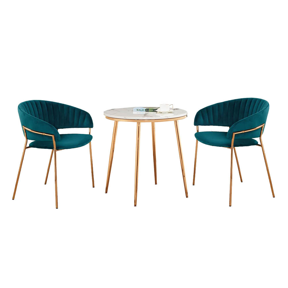 萊塔2.3尺石面圓型休閒餐桌椅組合/洽談桌椅組合(一桌二椅-三色可選)