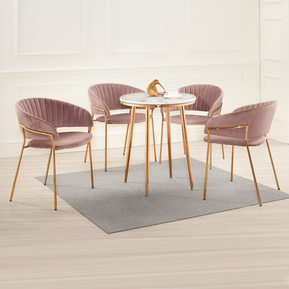 萊塔2尺石面圓型休閒餐桌椅組合/洽談桌椅組合(一桌四椅-三色可選)