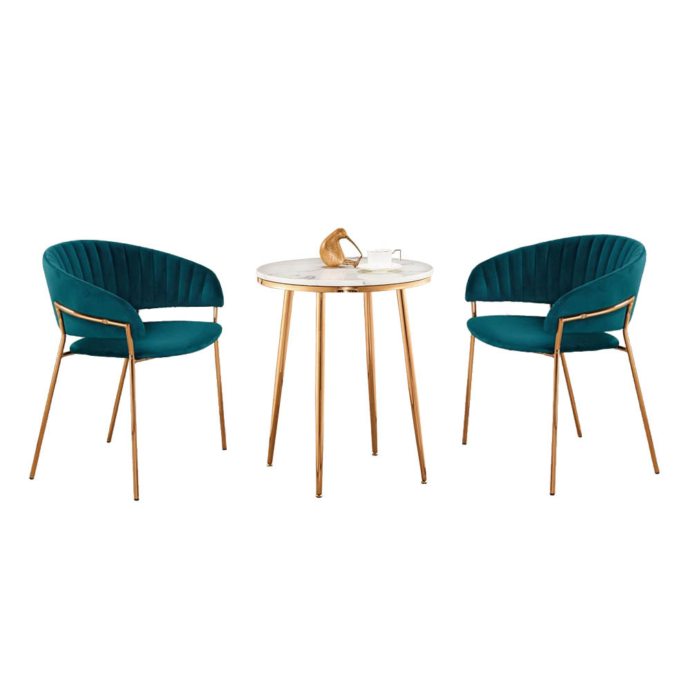 萊塔2尺石面圓型休閒餐桌椅組合/洽談桌椅組合(一桌二椅-三色可選)