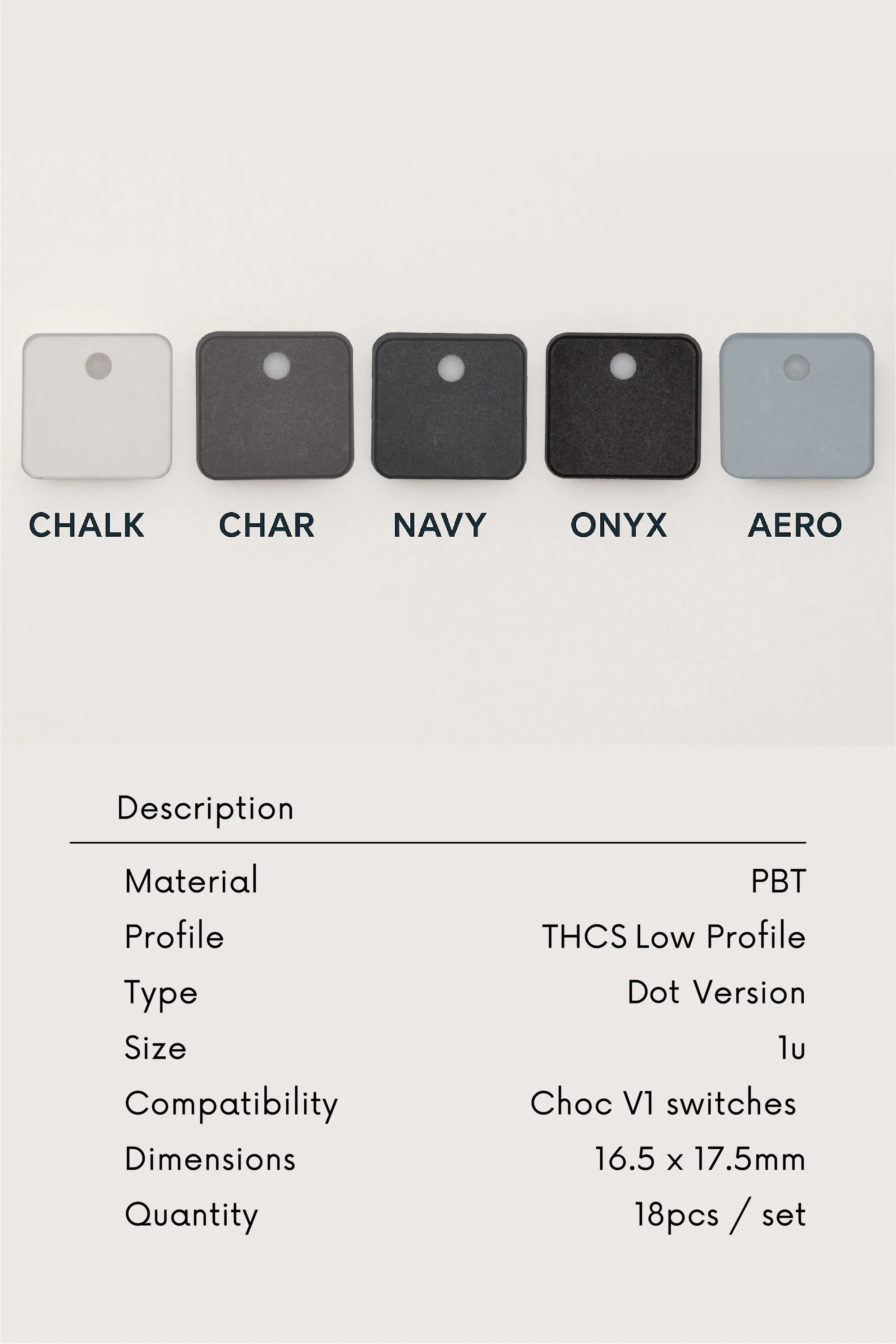 THCS (Tai-Hao THCS ) Low Profile Keycaps (DOT ) PBT