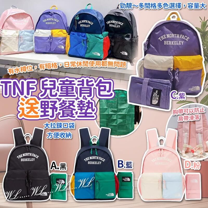 現貨 TNF 兒童背包送野餐墊 Kids Picnic Pack(紫色）（#919)
