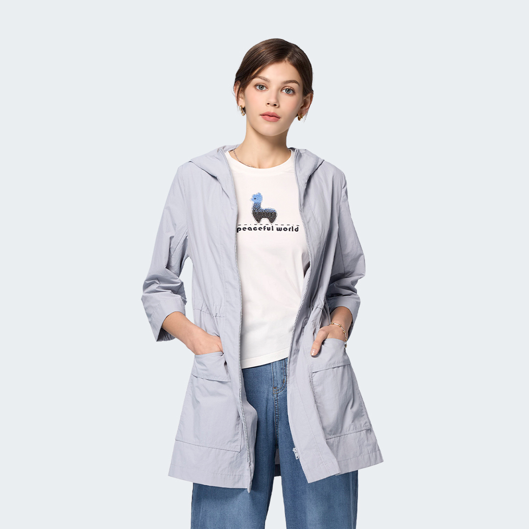 都市輕旅連帽長版外套