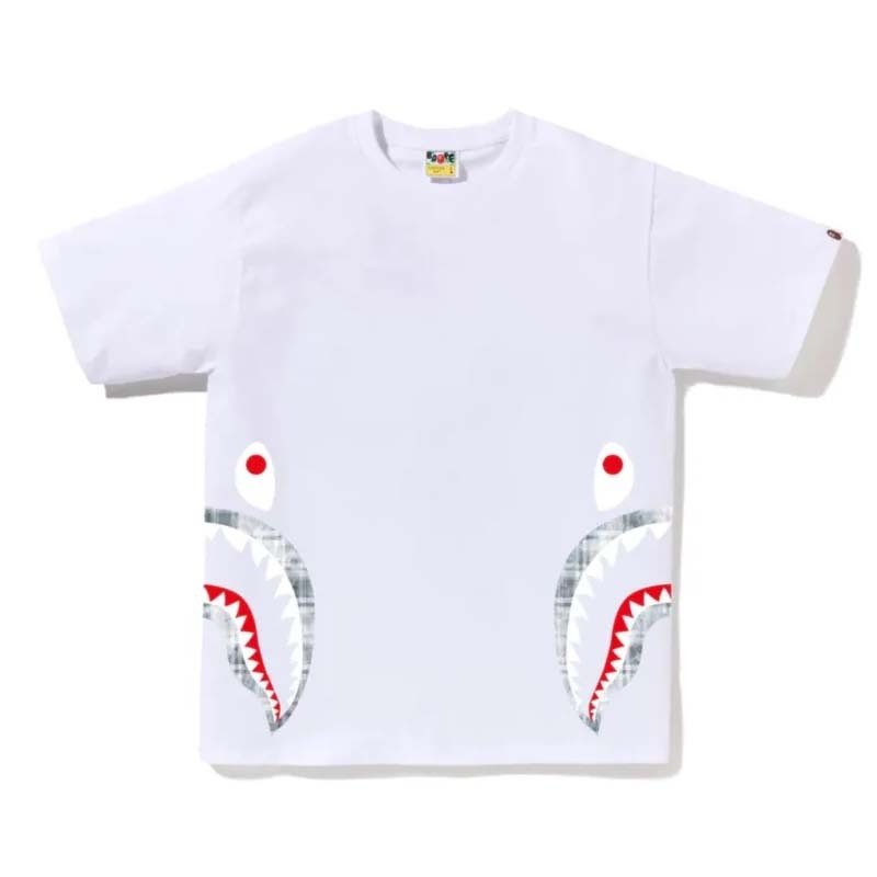 BAPE Bleached Bape Check Side Shark Tee 鯊魚 短袖 白色 BAPE-461CM [台灣現貨]