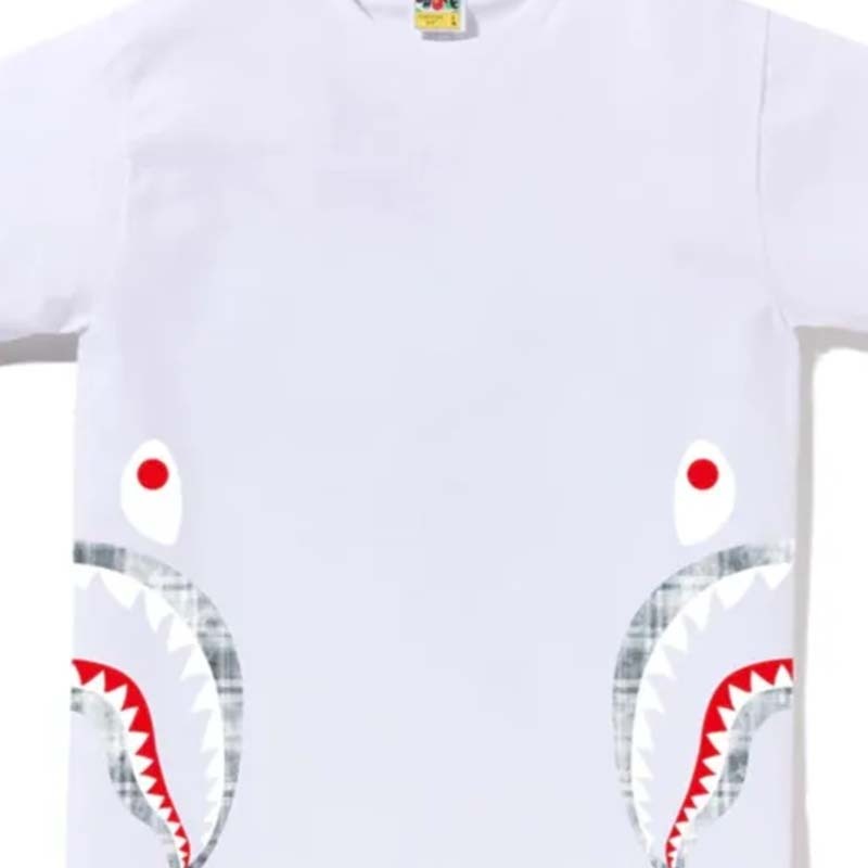 BAPE Bleached Bape Check Side Shark Tee 鯊魚 短袖 白色 BAPE-461CM [台灣現貨]