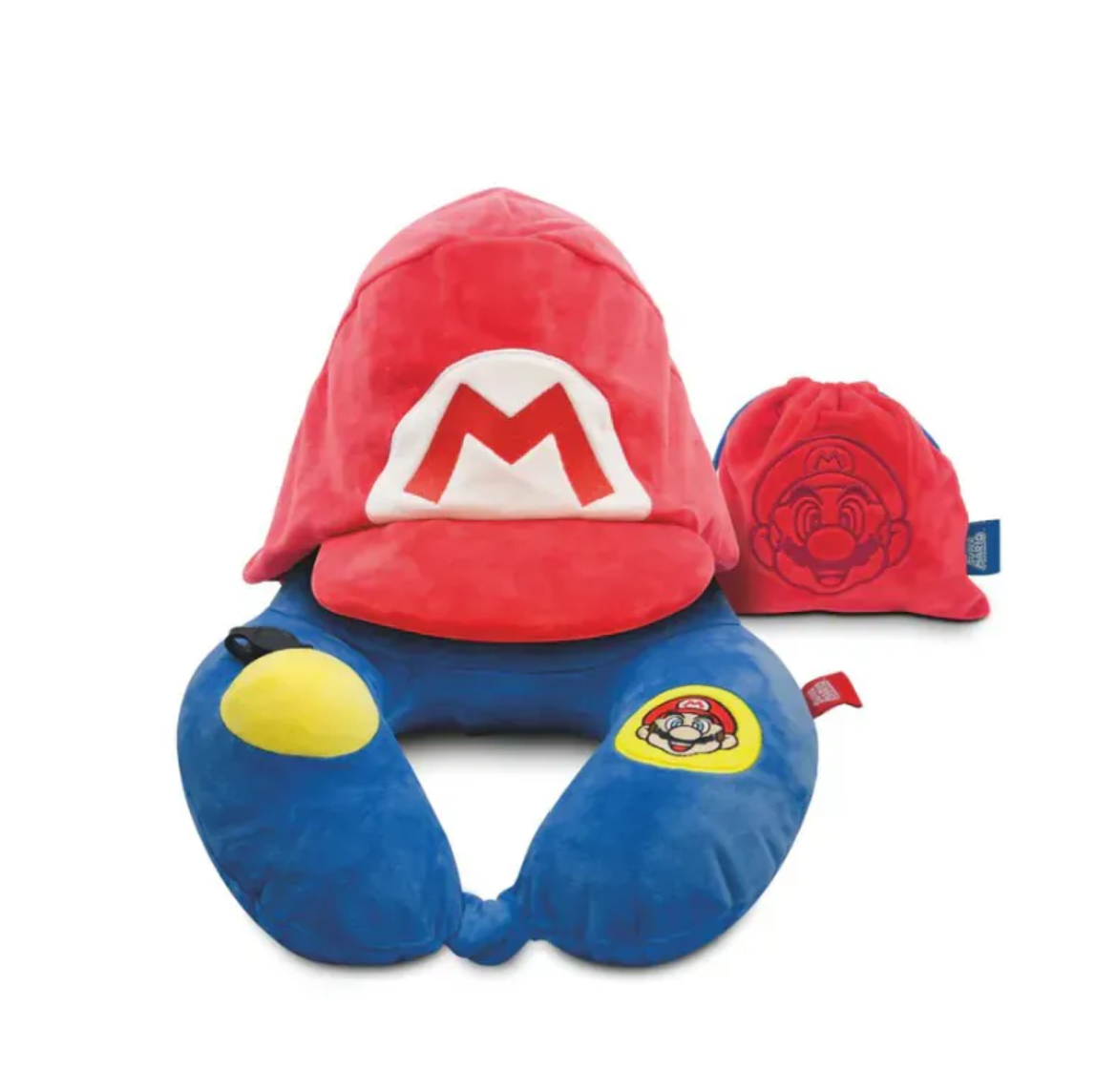 【全新Super Mario™ 款式】全球網上獨家發售🏆瑞士Travelmall 旅行3D充氣連帽頸枕│按摩頸枕│不需用嘴吹│手動按壓充氣│摺疊便攜【10/19 截單，預計 :10月尾至11月中發貨】