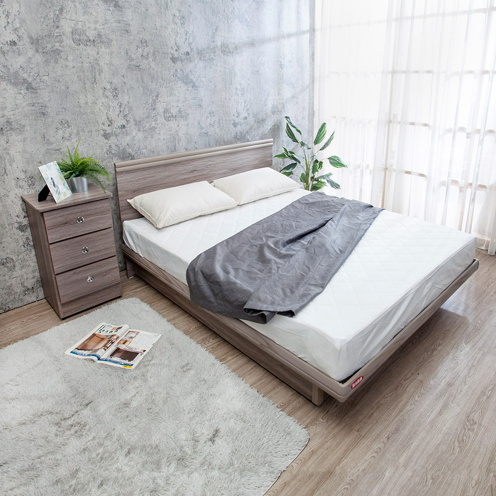 米恩5尺雙人後掀床房間組-3件組-床頭片+尾掀床底+三抽床頭櫃(六色可選-不含床墊)