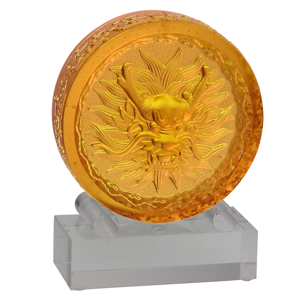 中龍頭琉璃獎牌文鎮｜氣勢非凡龍躍四方 勇者榮耀巔峰