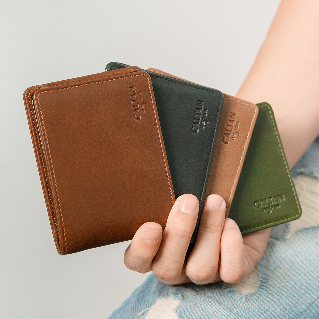 【招財母錢包💰】真皮男用對折簡約短夾-四色(075125)