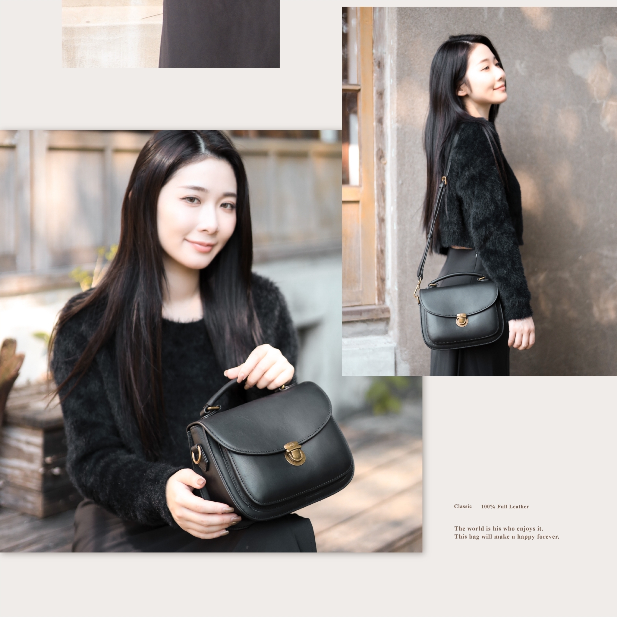 親膚油蠟皮革質地,手感細膩、耐看又耐用