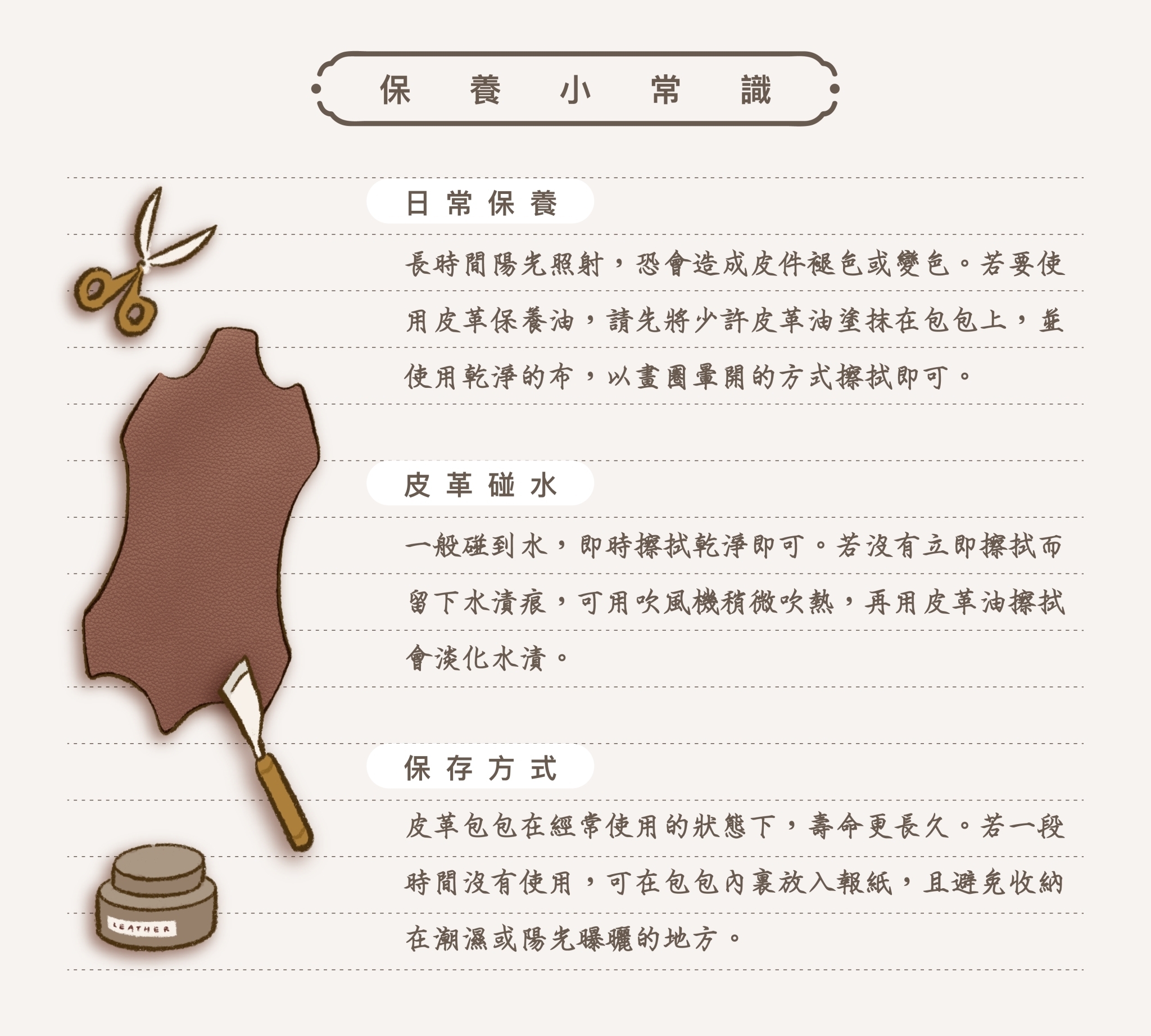 油蠟皮的自然變化與紋理,每一只都有專屬個性