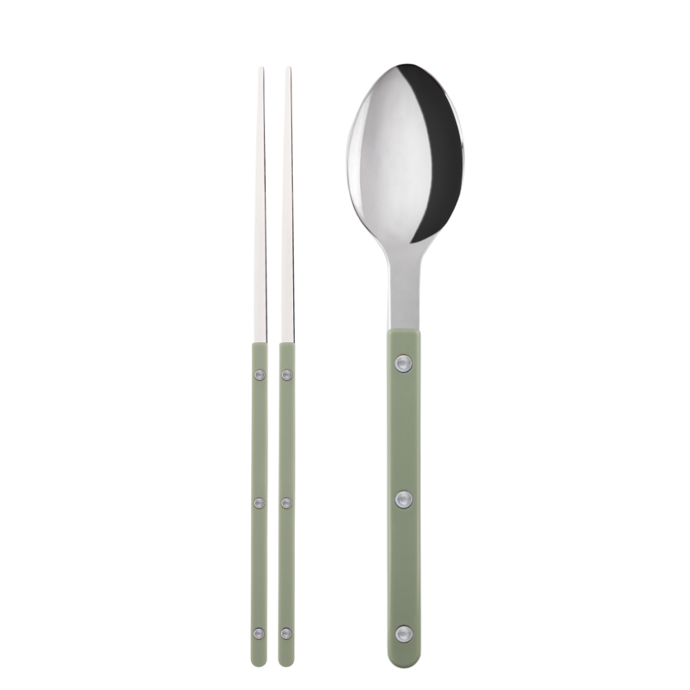 SABRE | Bistrot 復古酒館鈕扣系列 | 筷子+湯匙組 | 亮面 | 抹茶拿鐵