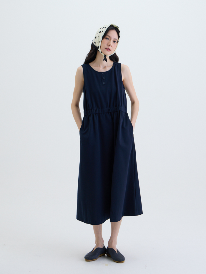 海嶼午後無袖洋裝-藏青