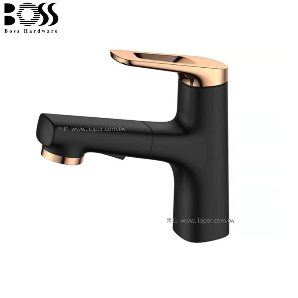 BOSS 伸縮面盆龍頭(尊爵黑+玫瑰金) 112288BG