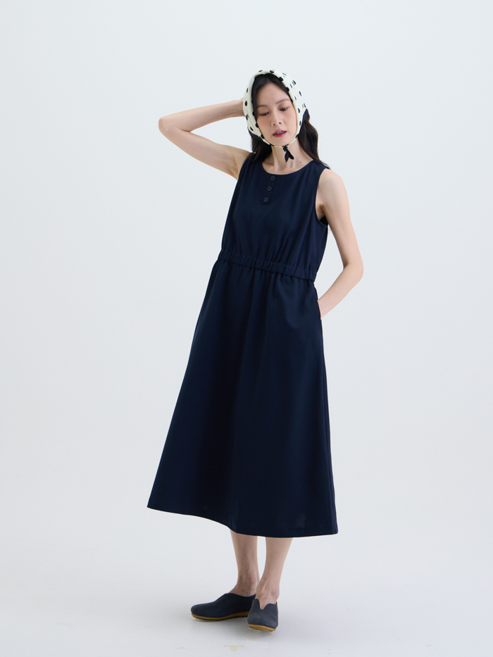 海嶼午後無袖洋裝-藏青