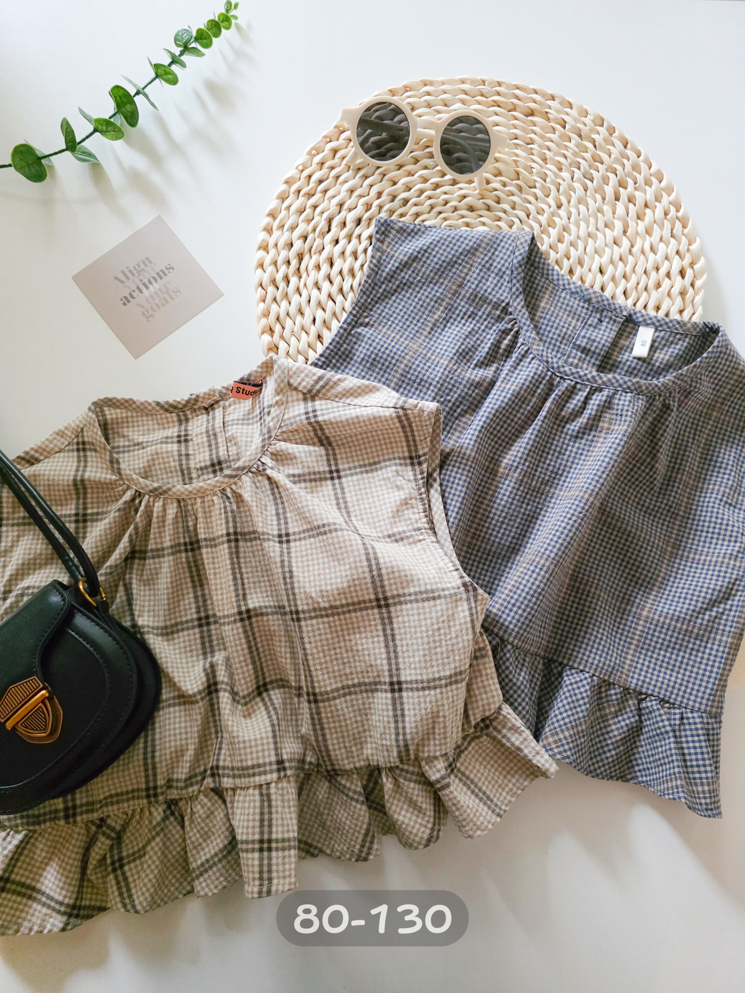 格子波波 坎肩上衣