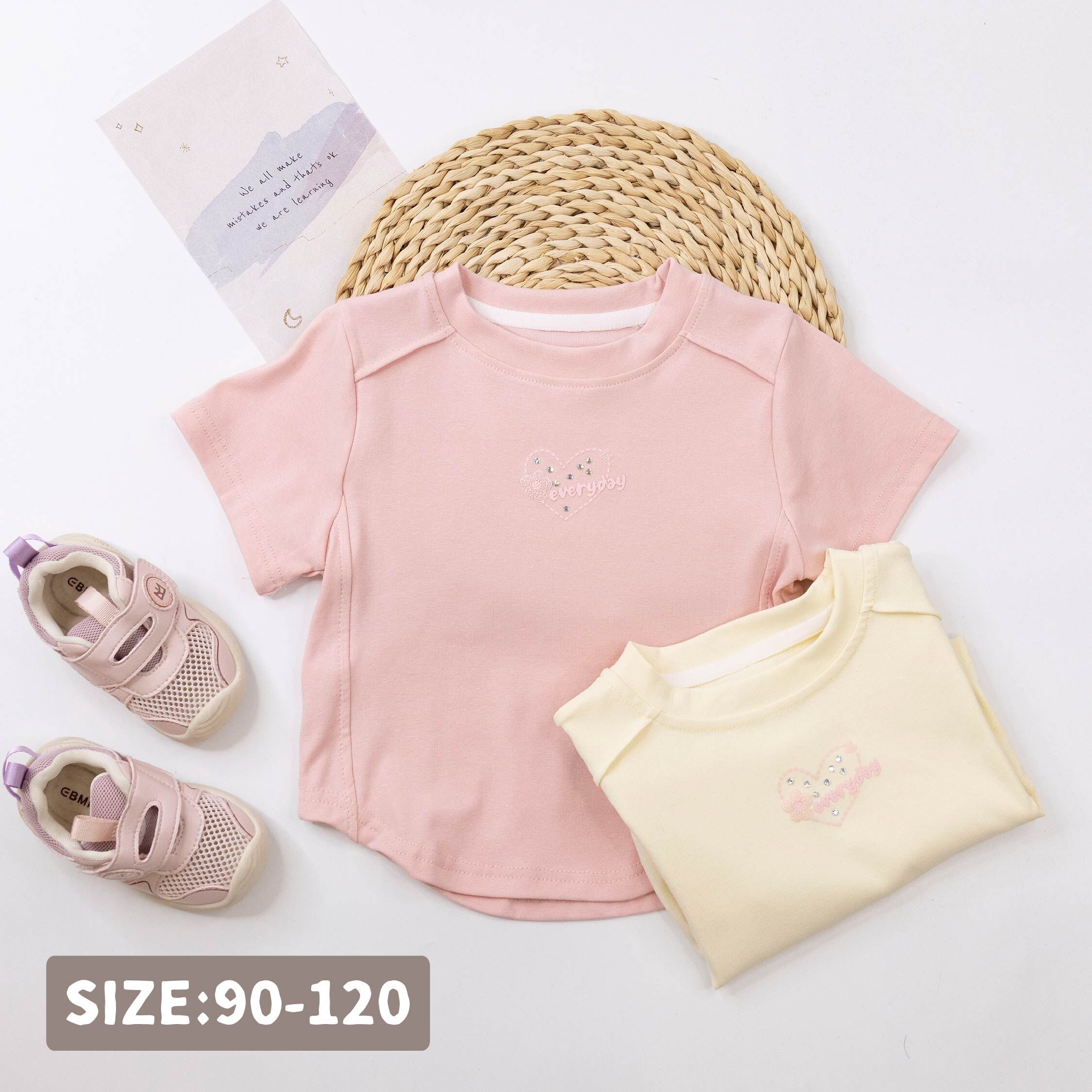 愛心花朵小鑽造型上衣＊二色 (H50945)