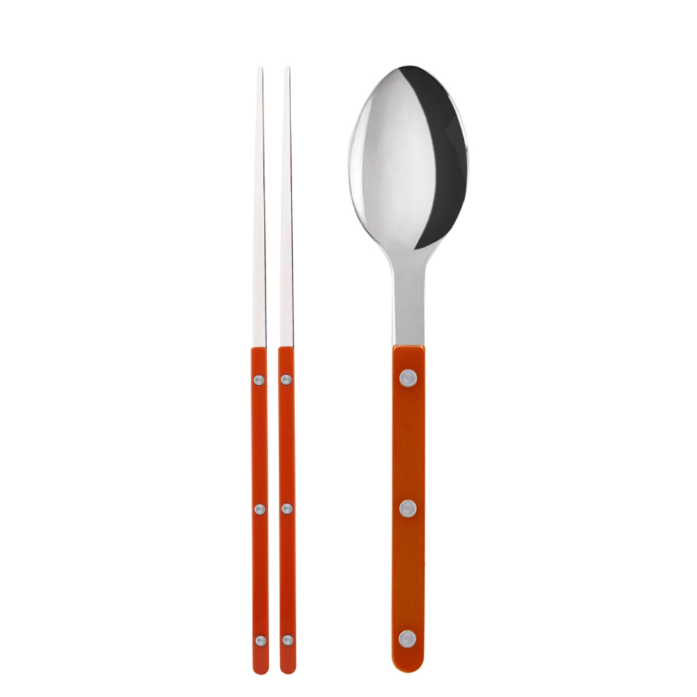 SABRE | Bistrot 復古酒館鈕扣系列 | 筷子+湯匙組 | 亮面 | 太陽橘