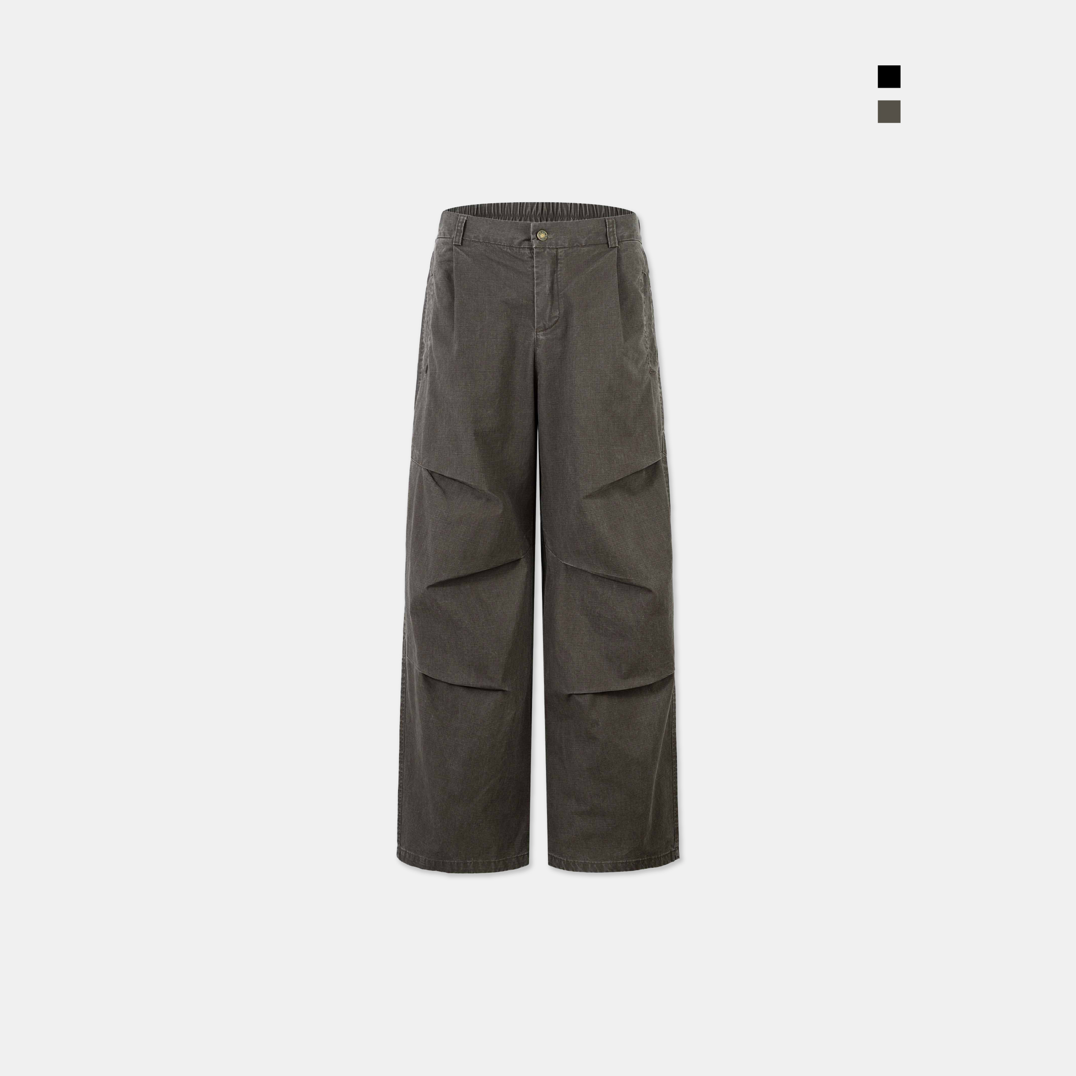 ACR 水洗 直筒 皺褶 鬆緊 工作 長褲