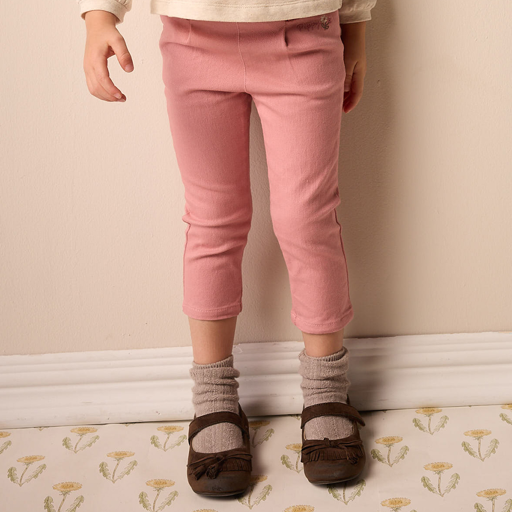 PIPPY 俏皮logo刺繡彈性棉休閒長褲 粉