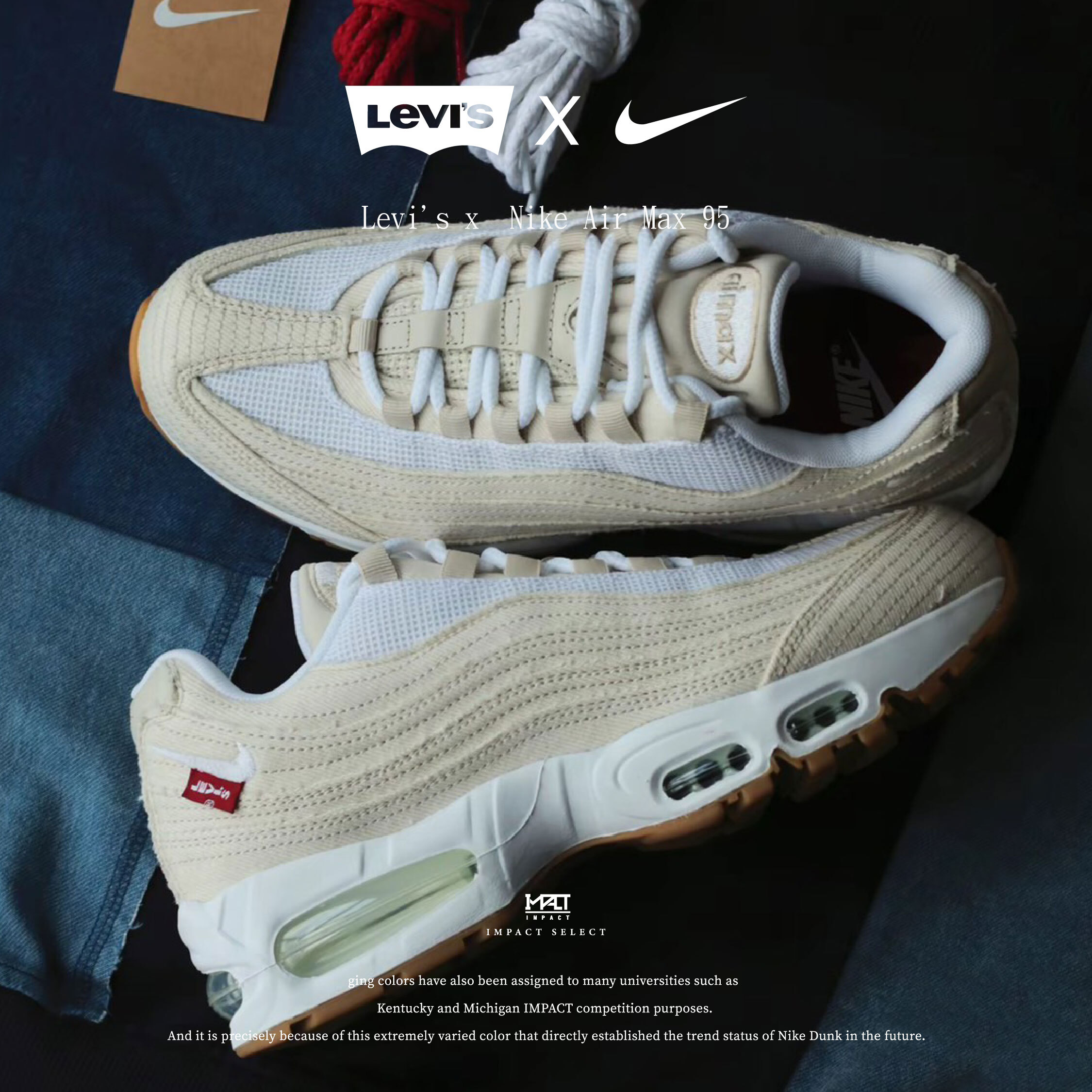 Levi's® x Nike Air Max 95 OG “White and Ecru” 周杰倫同款 米白  男女同款 HM4743-100