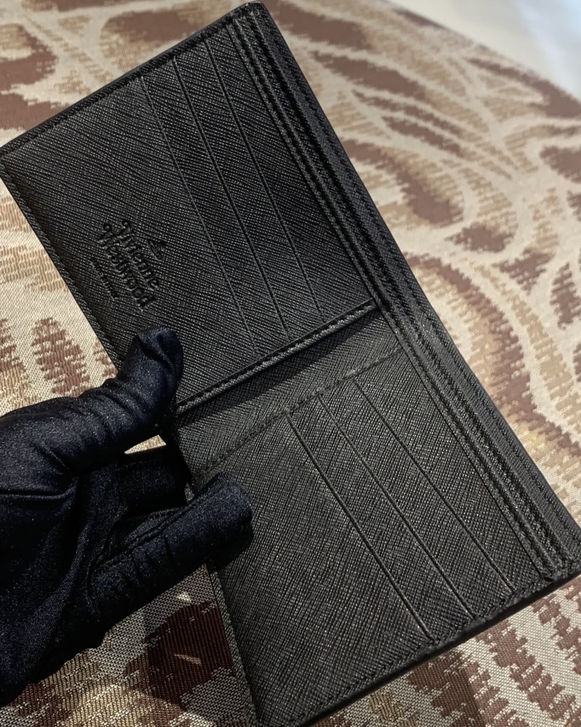 <英國限時折扣!>Vivienne Westwood Men's Orborama Nylon Billfold Wallet 薇薇安 西太后 短夾 皮夾 老花 黑色