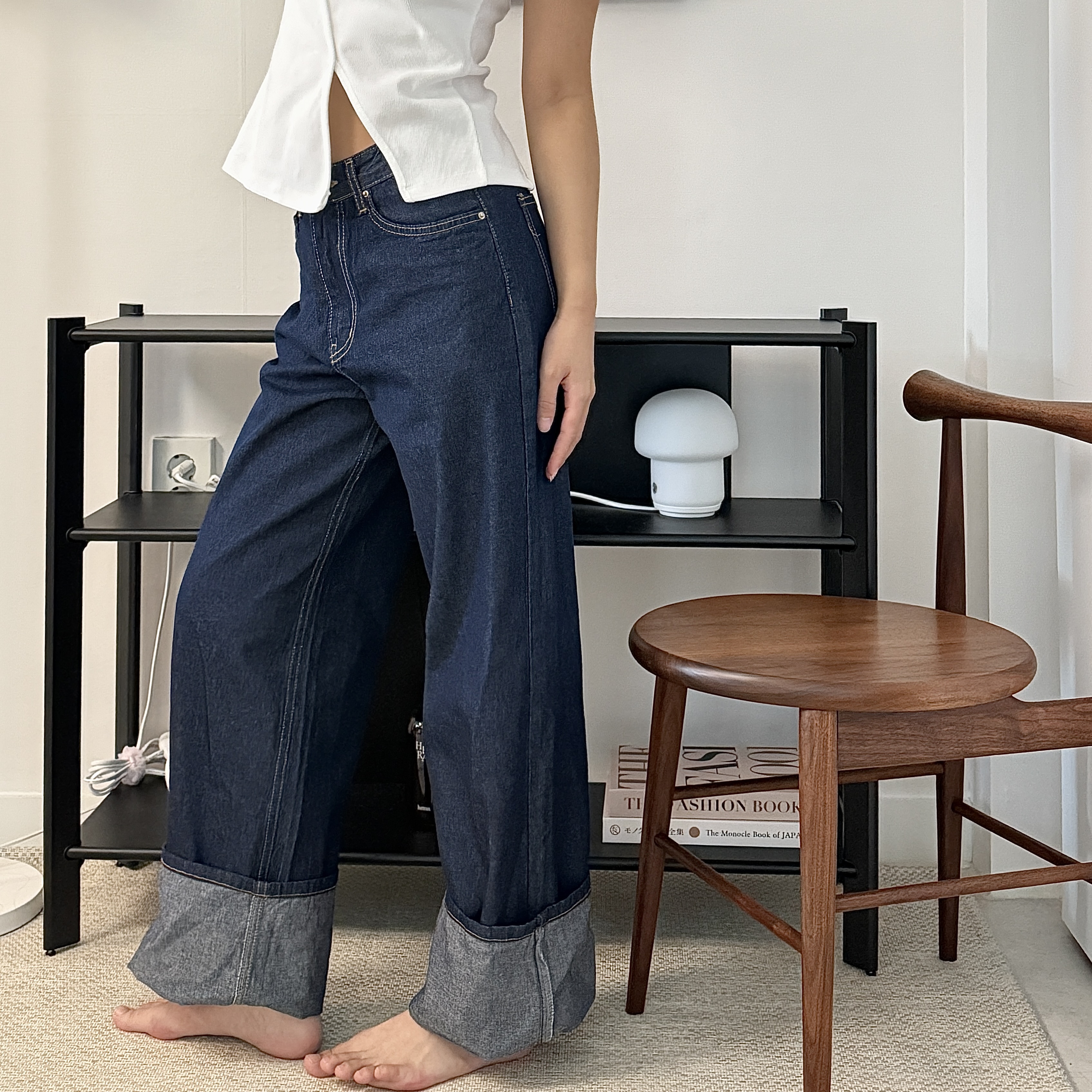 怎麼搭都顯瘦的它✨直筒薄款牛仔褲