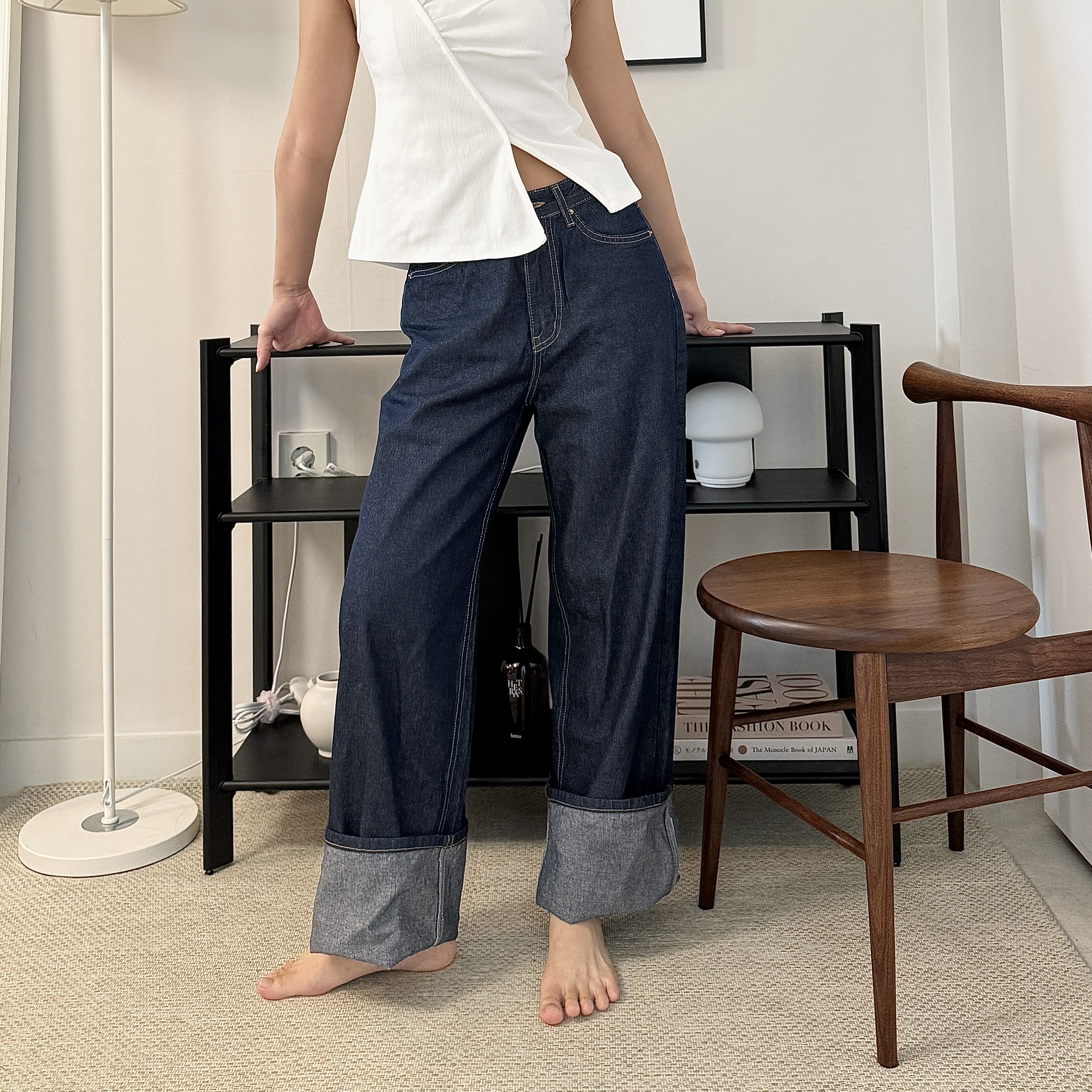 怎麼搭都顯瘦的它✨直筒薄款牛仔褲