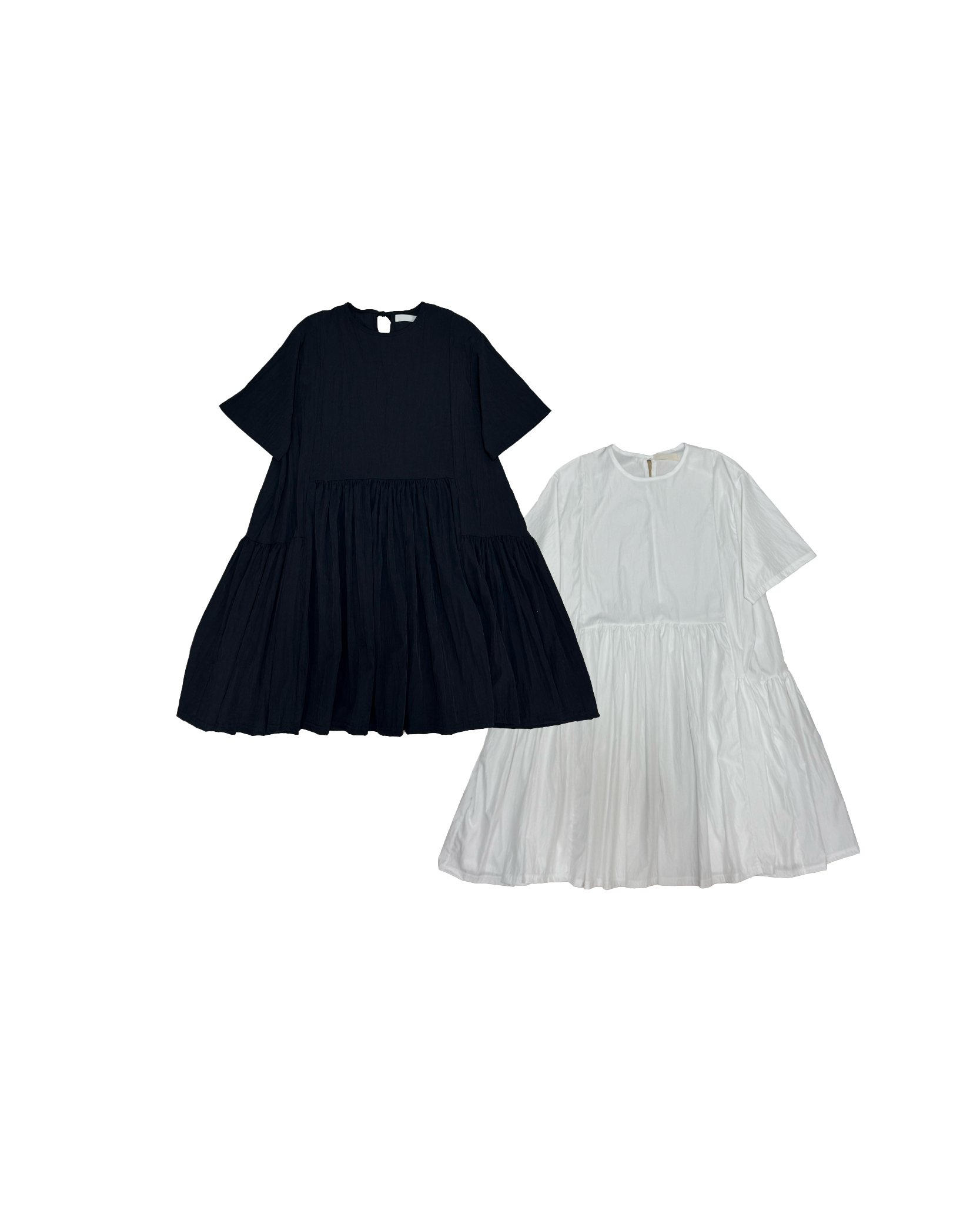 圓領後綁不規則腰線中長Onepiece