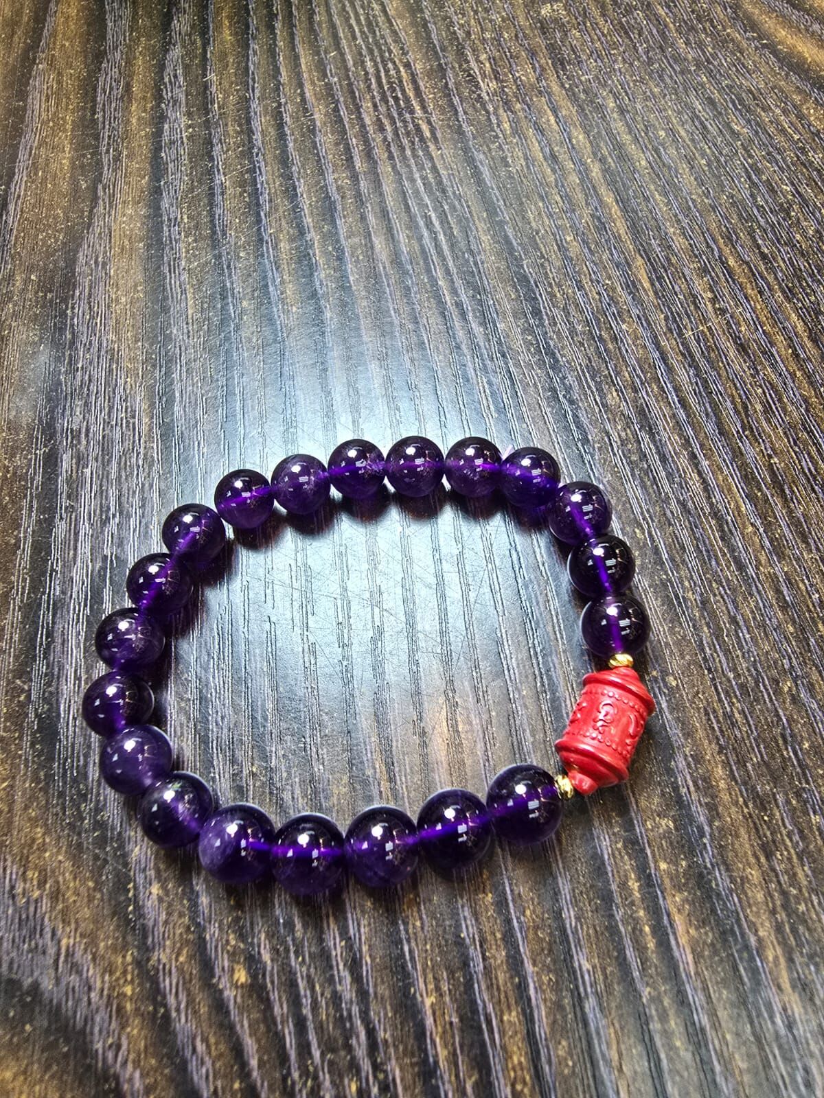 🔮能量水晶🔮烏拉圭紫晶 ➕硃砂六字真言經輪(H7 CR116)