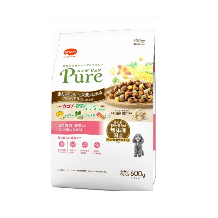 ComboPure 成犬用 無添加 雞肉野菜粒乾糧 600g