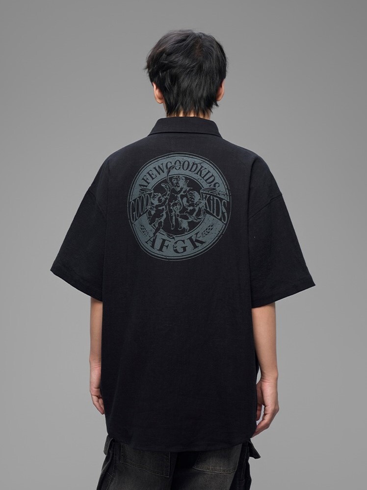 AFGK 後背印花 棉麻短袖襯衫 A FEW GOOD KIDS