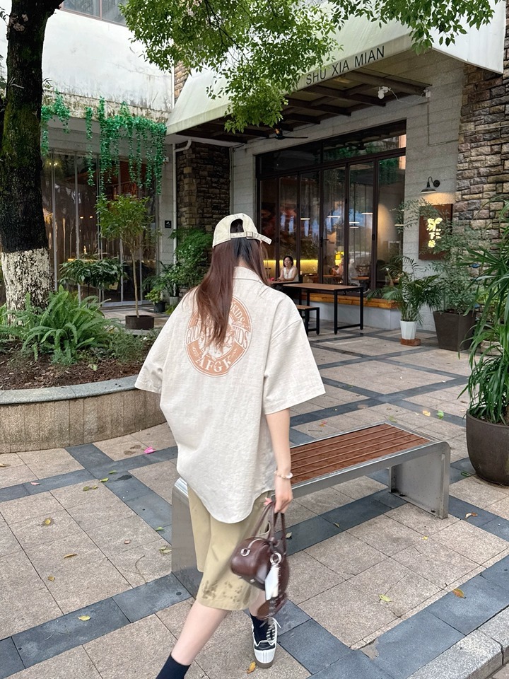 AFGK 後背印花 棉麻短袖襯衫 A FEW GOOD KIDS