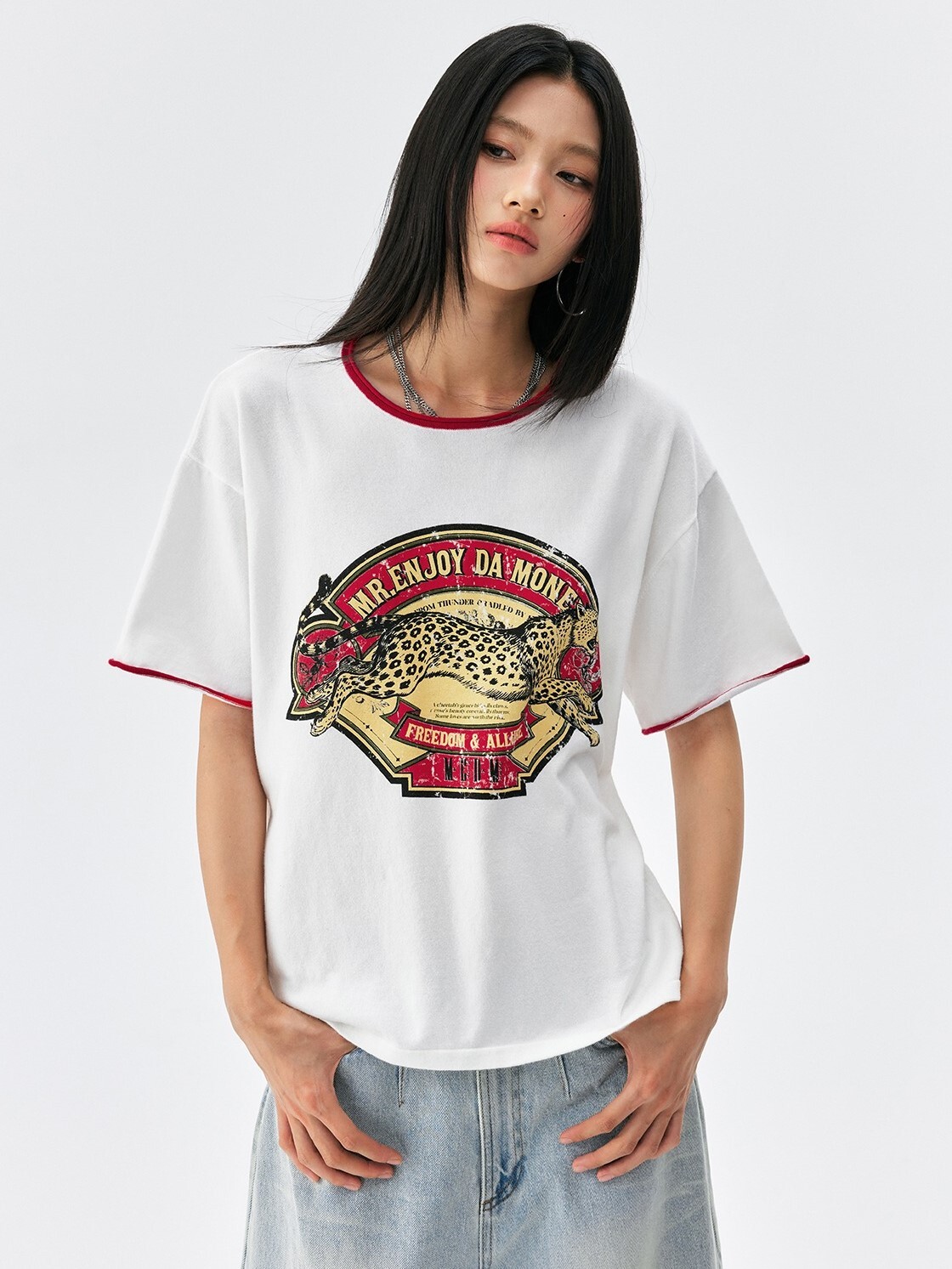 MEDM 斑駁獵豹 復古撞色 短袖 T