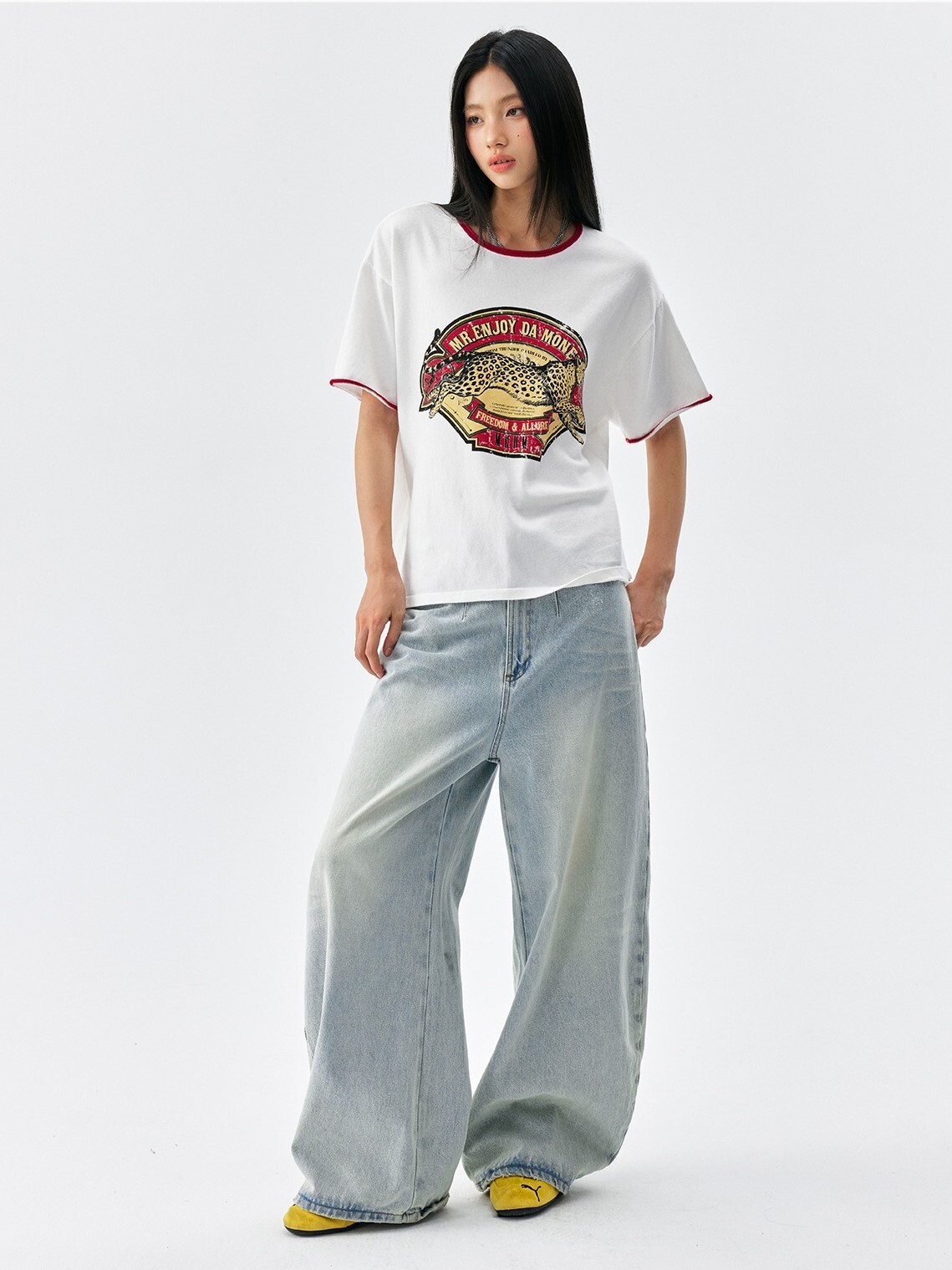 MEDM 斑駁獵豹 復古撞色 短袖 T