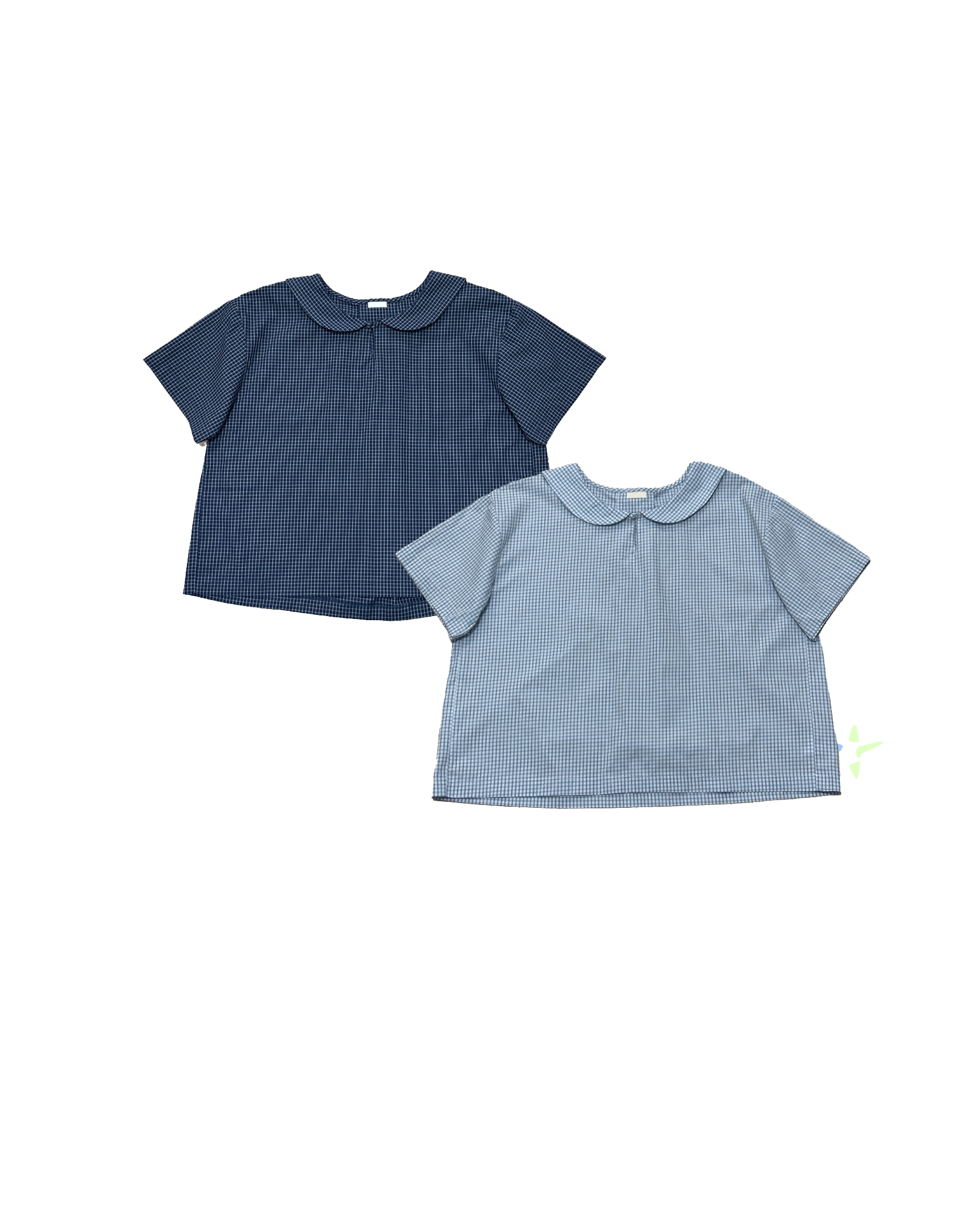 水手小娃領細格短袖恤
