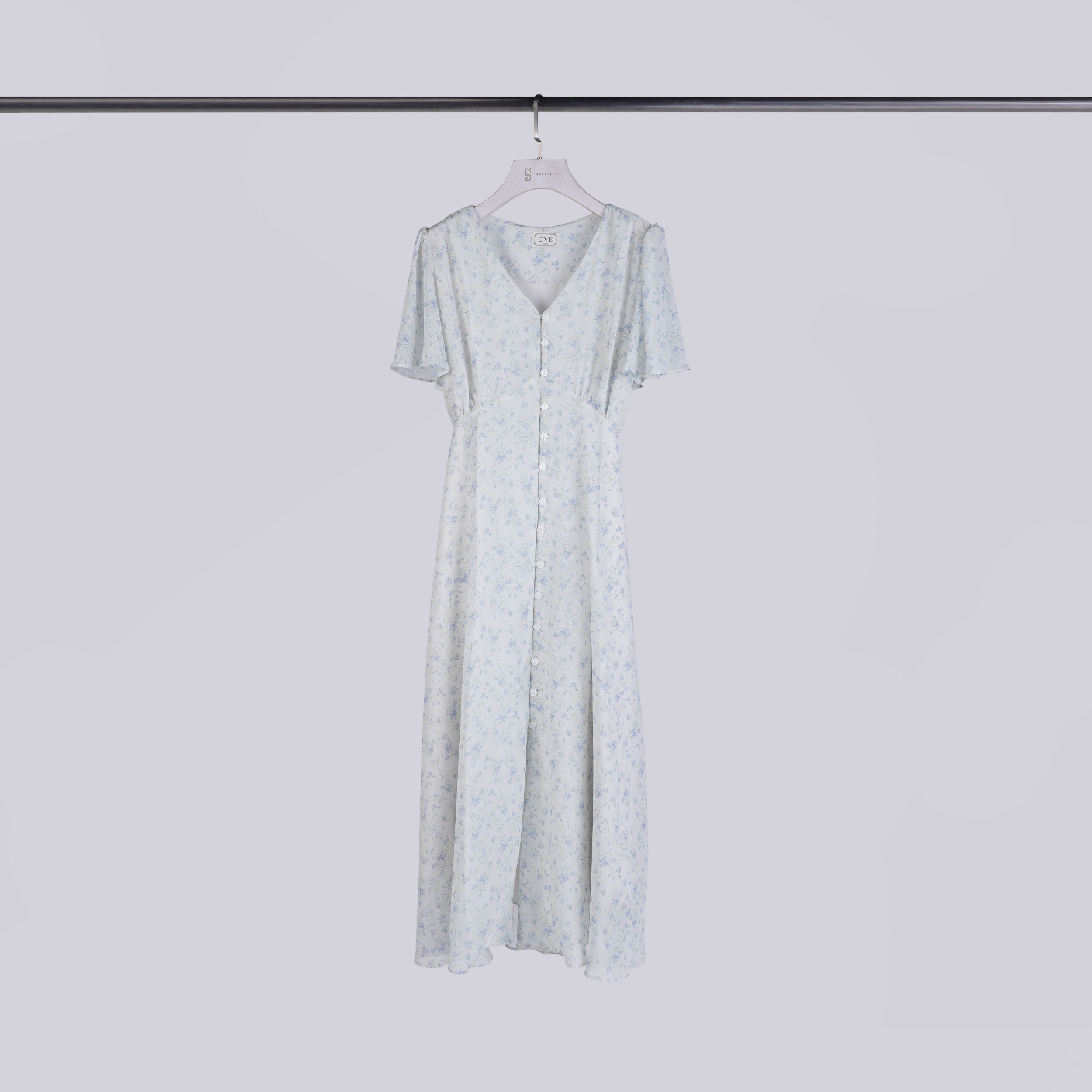 質感V領花花釦花洋 | 淺淺綠