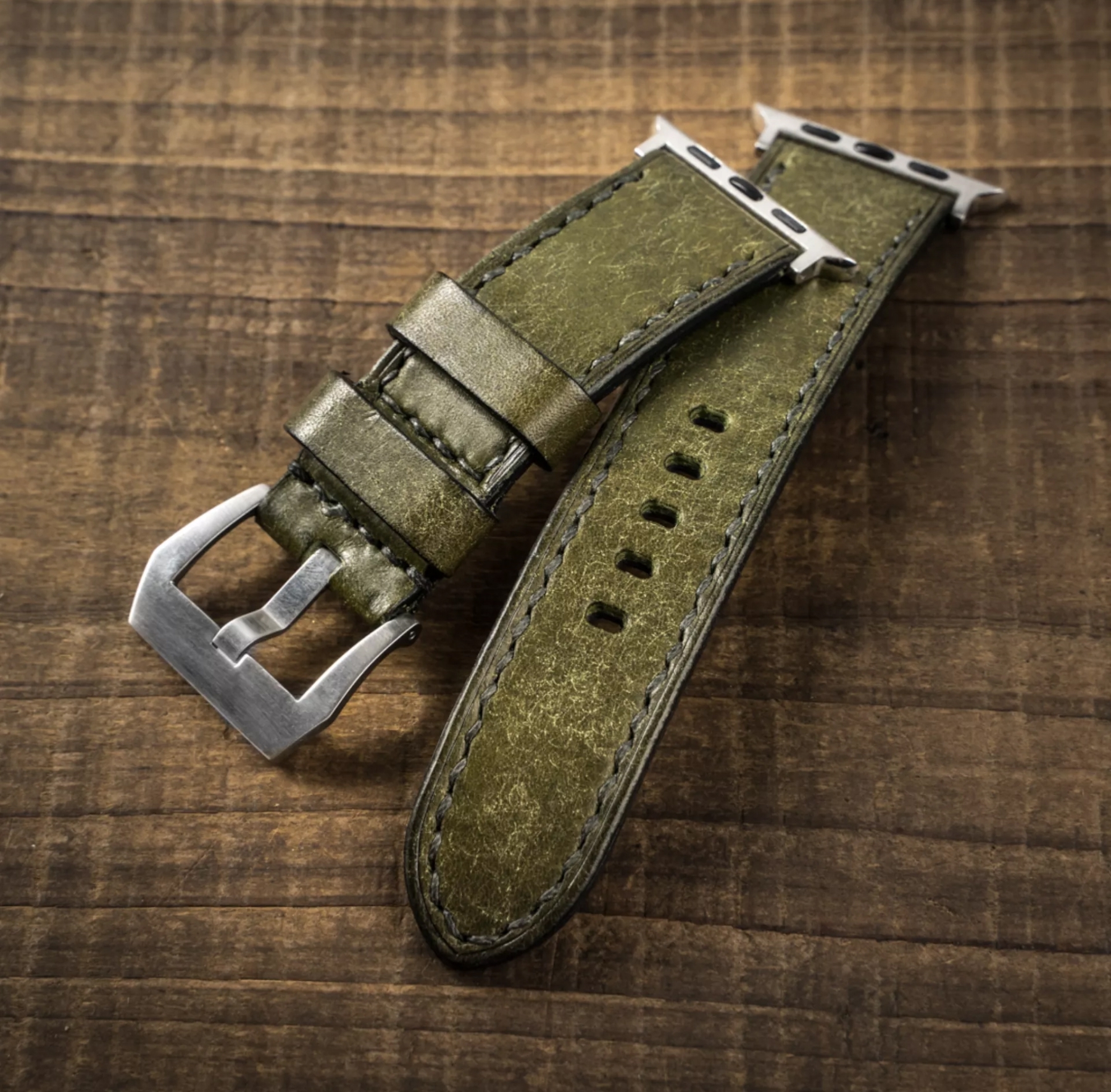 【沃坦】磨砂牛皮錶帶 Apple Watch / 001 墨綠