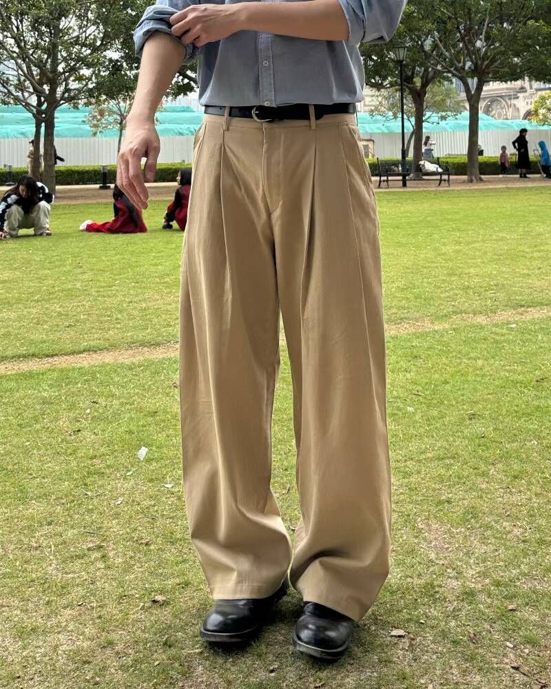 經典寬版打褶西裝褲｜高腰落地剪裁｜簡約風格穿搭必備