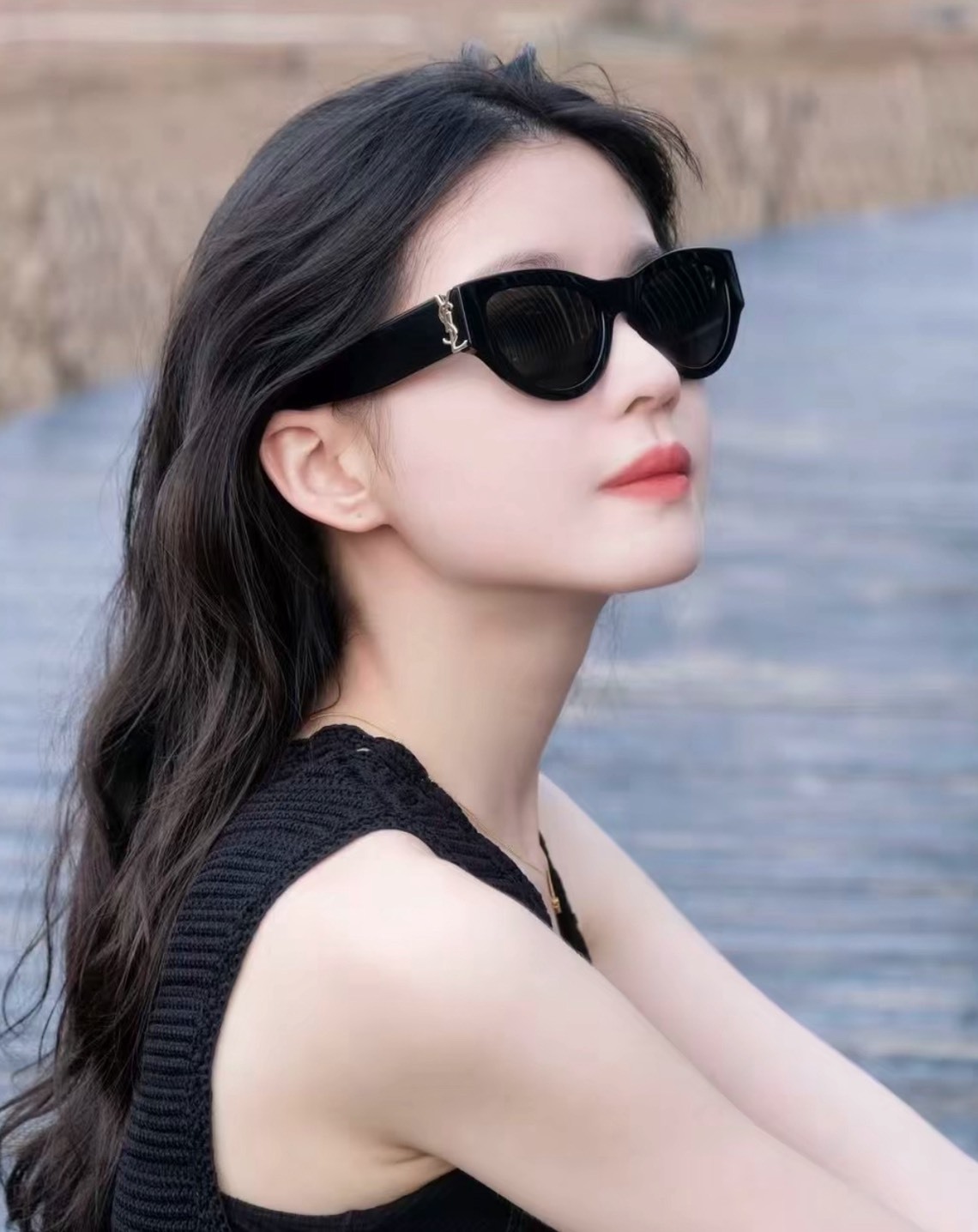 SAINT LAURENT 貓眼墨鏡 Rosa同款｜不規則男款板材太陽眼鏡 時尚必備 July25