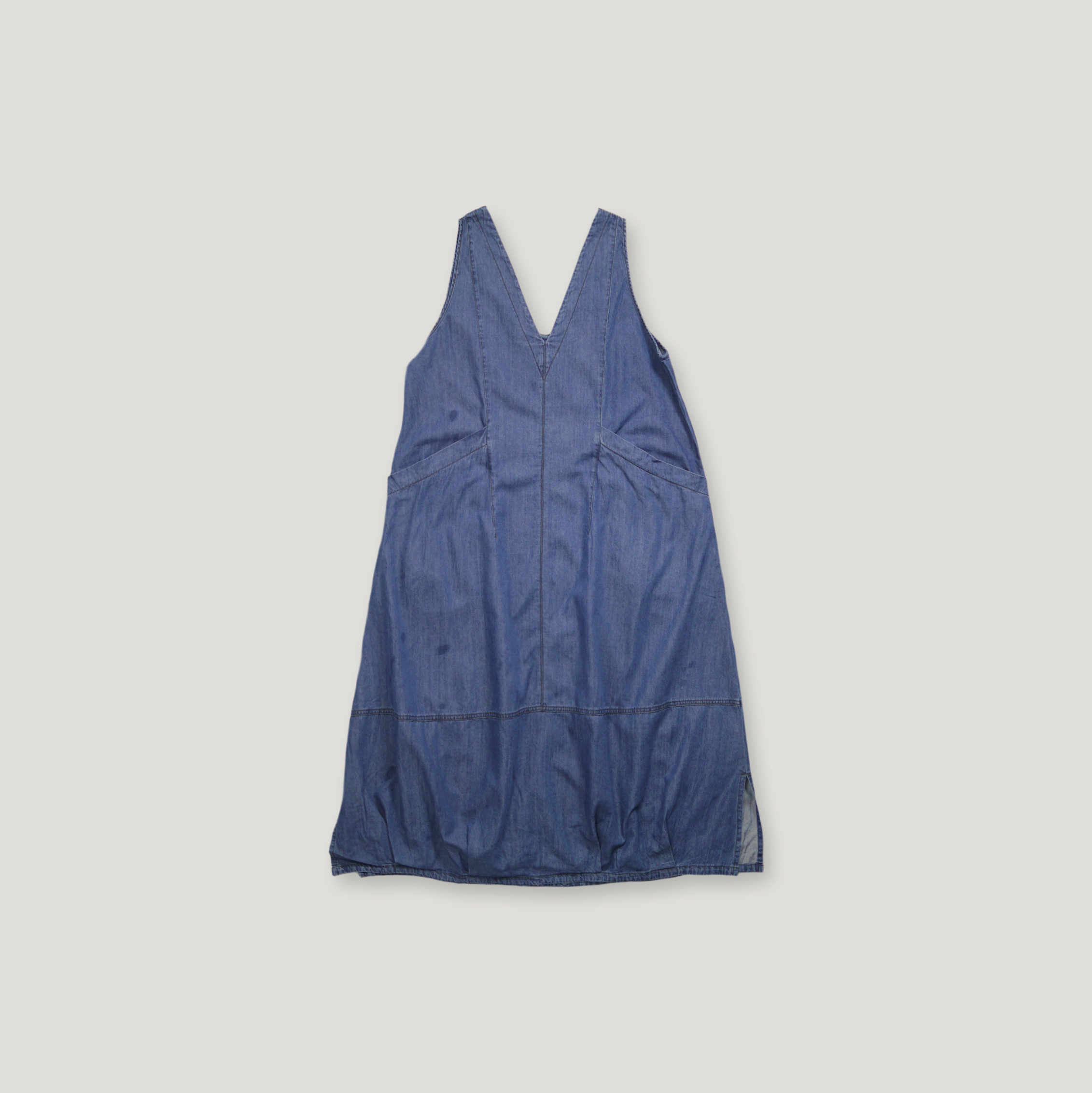 J.P.L. 斜襟天絲丹寧背心氣球洋裝