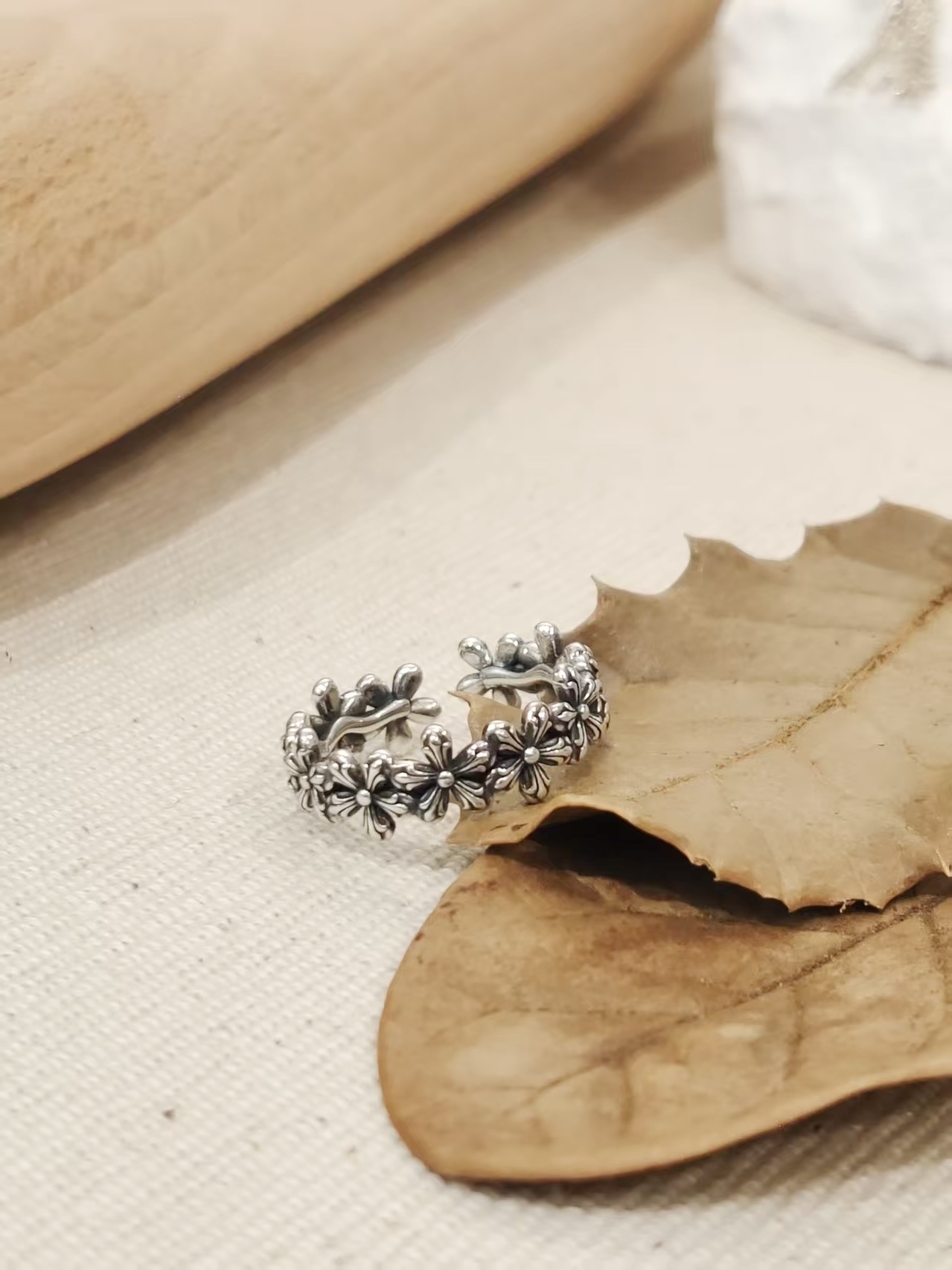 🌿小花圈 銀戒指