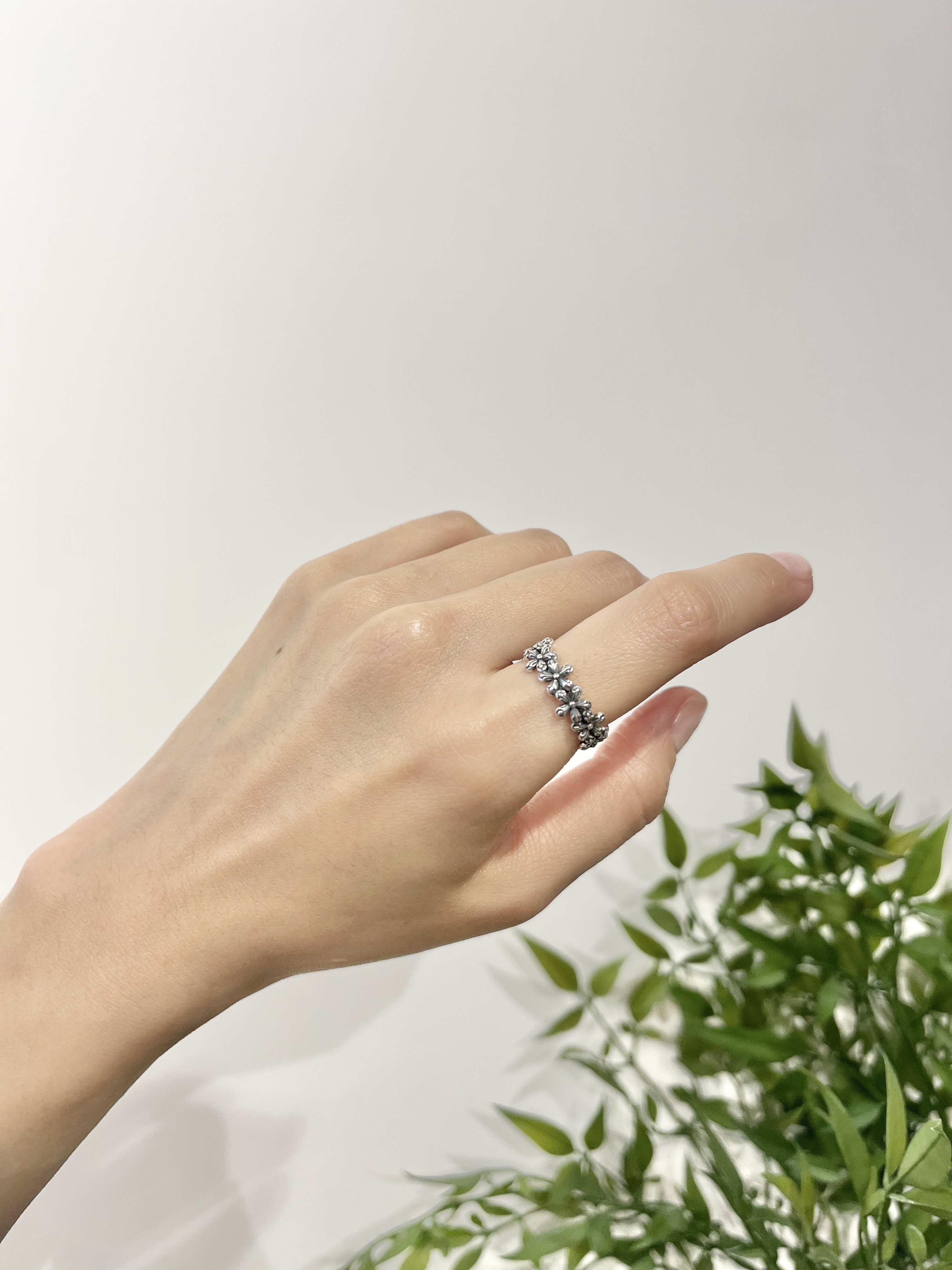 🌿小花圈 銀戒指