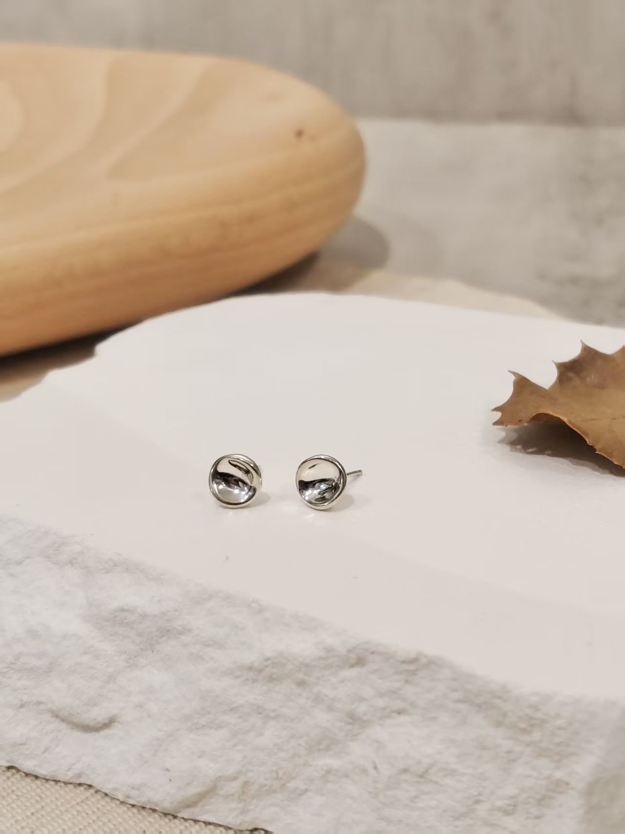 🌿小金菇 純銀耳環