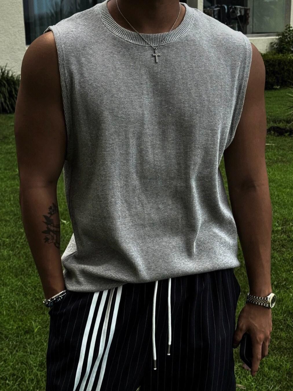 淨色暗紋背心 WELL DONE-136V