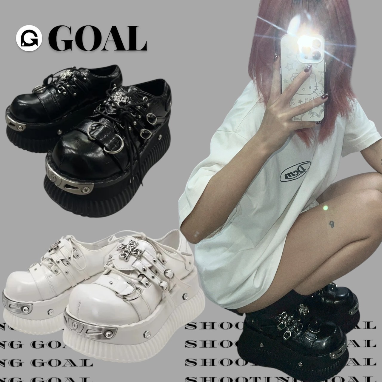 (GOAL) 超增高8公分 甜酷金屬皮鞋 厚底鞋 女款