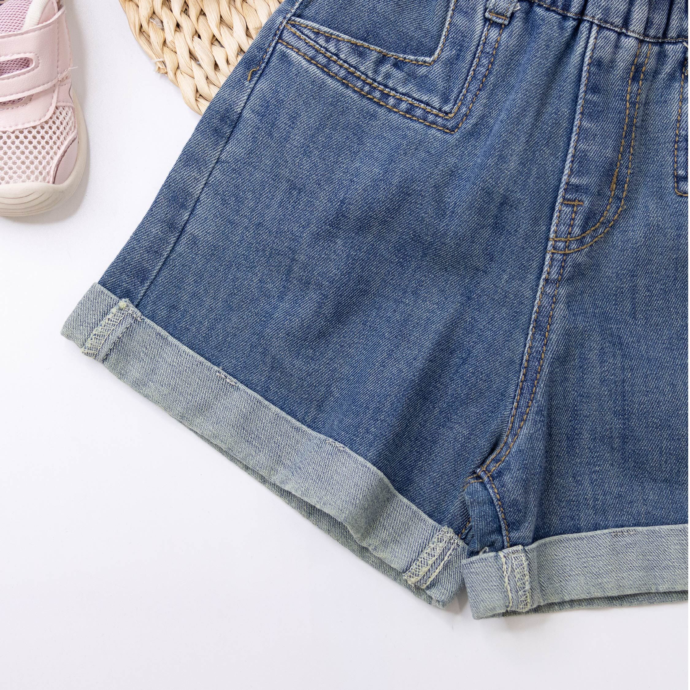 【H50911】個性反褶設計牛仔短褲