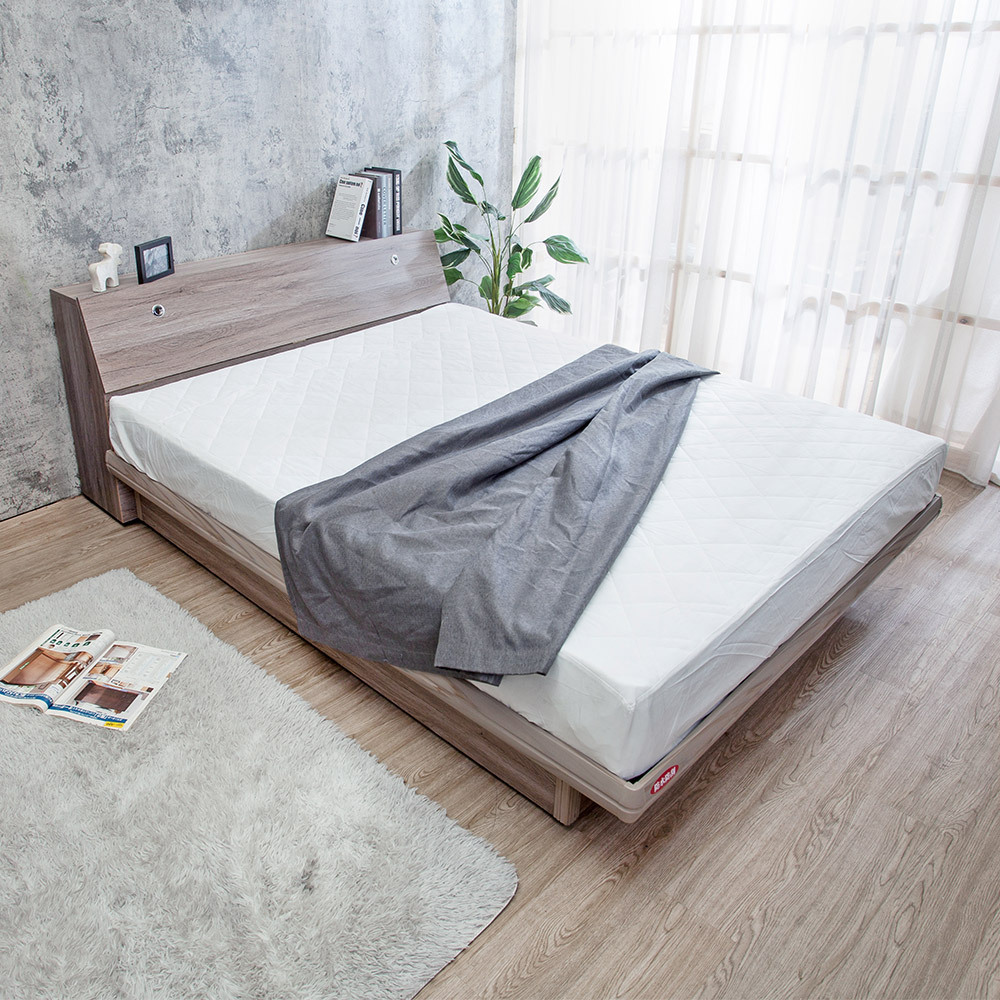 米恩5尺雙人後掀床房間組-3件組-床頭箱+尾掀床底+A1舒柔緹花床墊(六色可選)