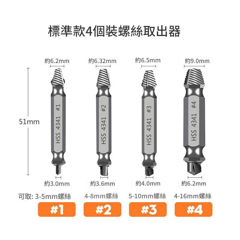附發票｜SE4PC｜螺絲取出器4PC 崩牙救星 滑牙神器 螺絲 退牙器 電鑽 起子機用