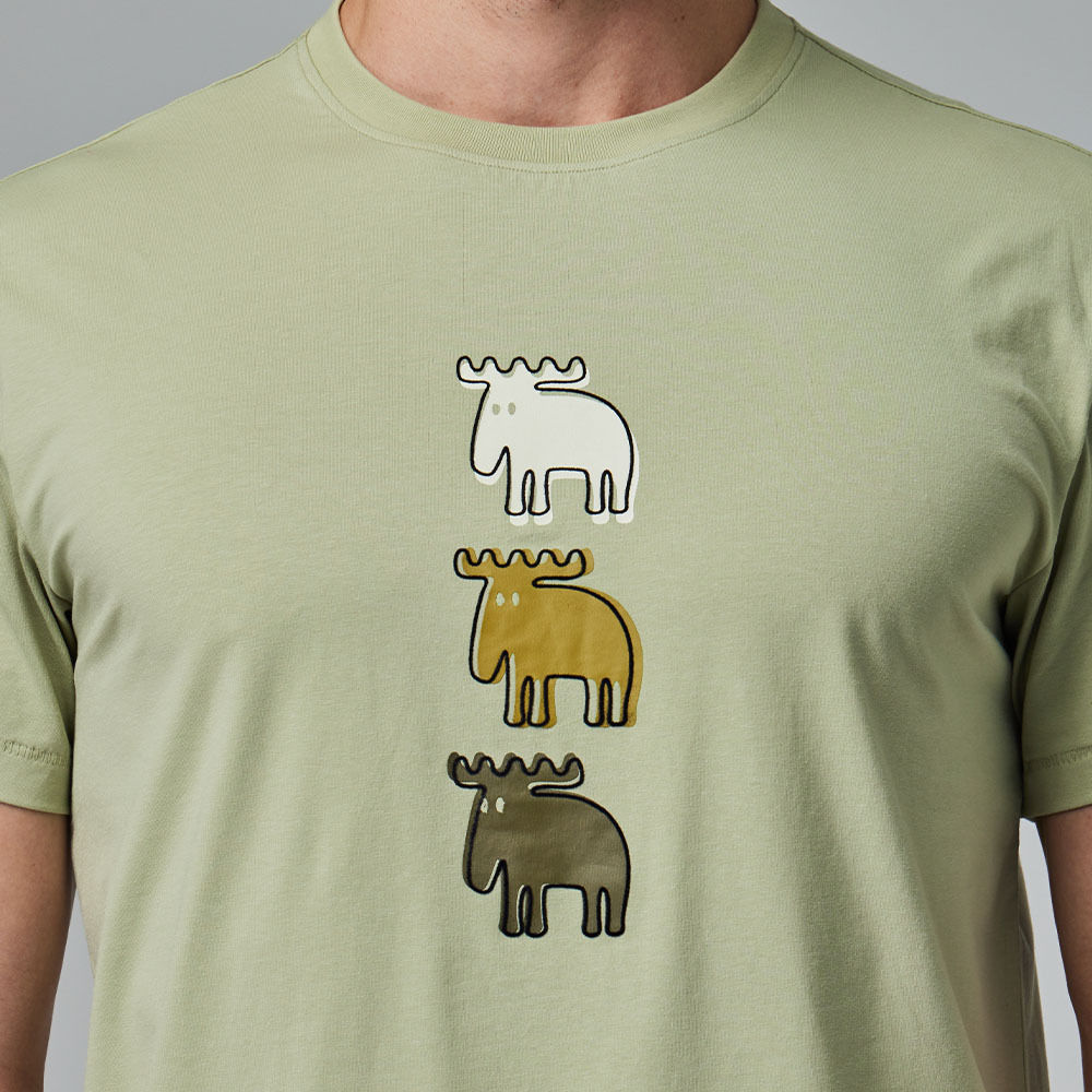 moz 植絨 錯位駝鹿 舒涼 柔彈T恤-酪梨綠 男款